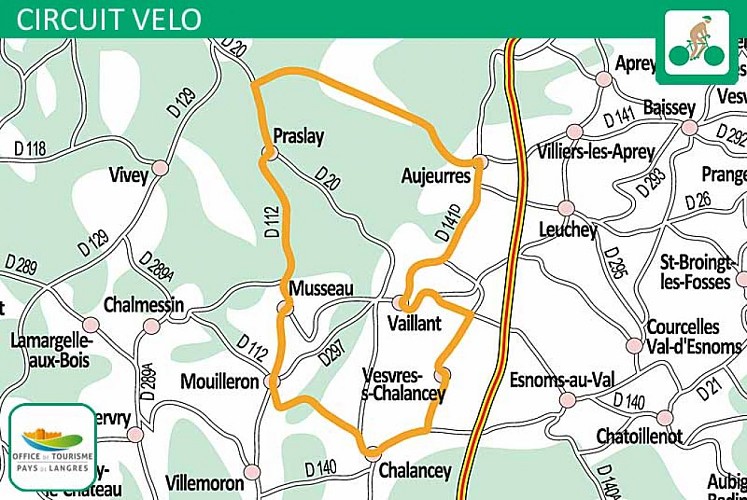 Carte du circuit vélo du plateau d'Eole