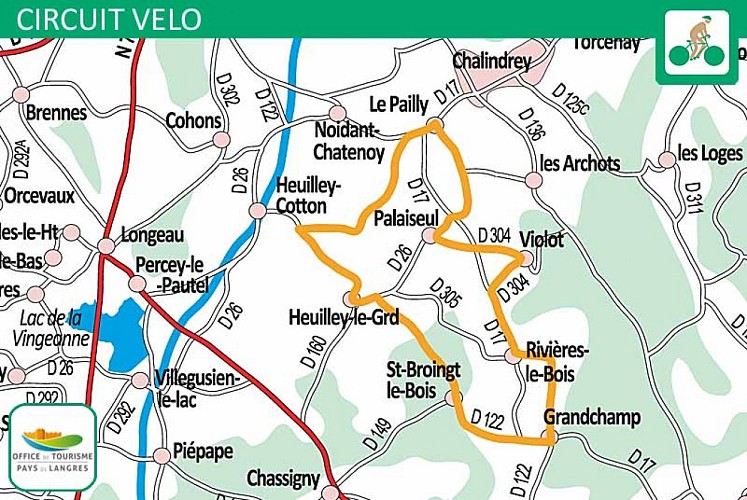 Carte du circuit vélo autour de Charmeval