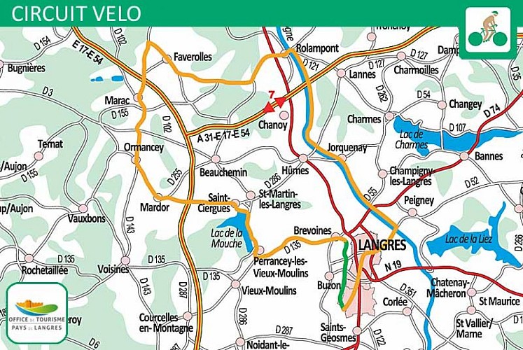 Carte du circuit vélo sur la Voie des Gallo-Romains