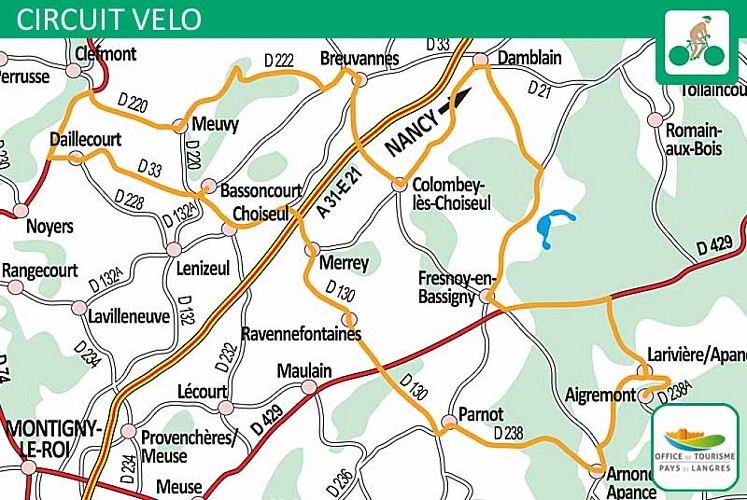 Carte du circuit vélo de la route des Choiseul