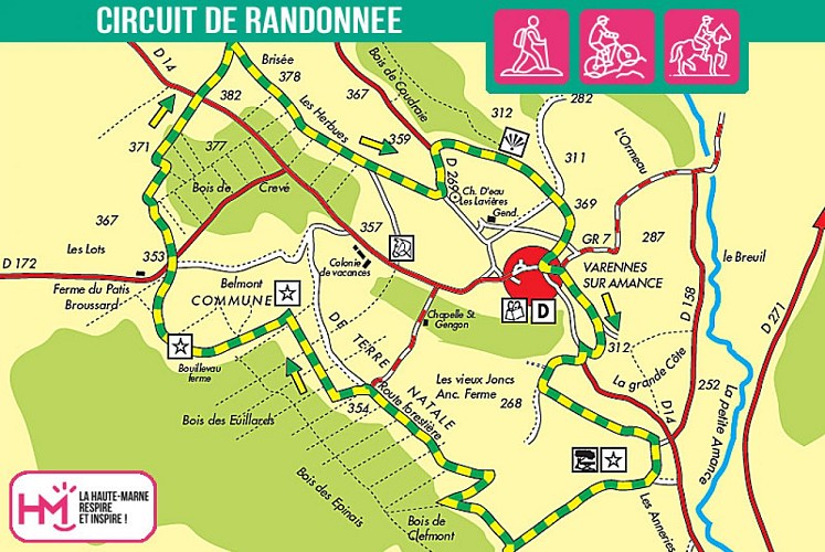 Carte du circuit de randonnée de Saint-Gengoulph