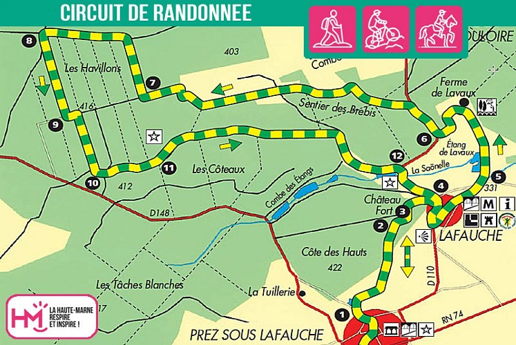 Carte du circuit de randonnée de l'herbe aux chevaux