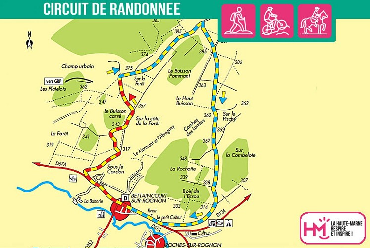 Carte du circuit de randonnée du Château Vert
