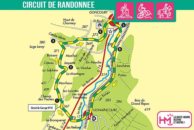 Carte du circuit de randonnée de Saint-Roch