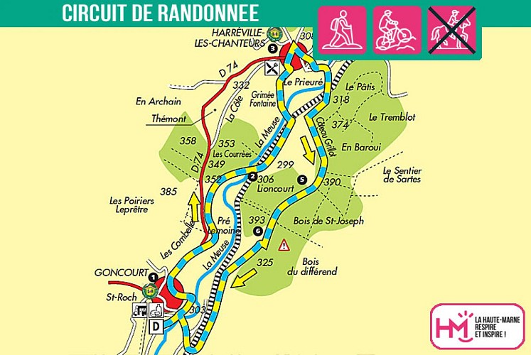 Carte du circuit de randonnée des Ponts