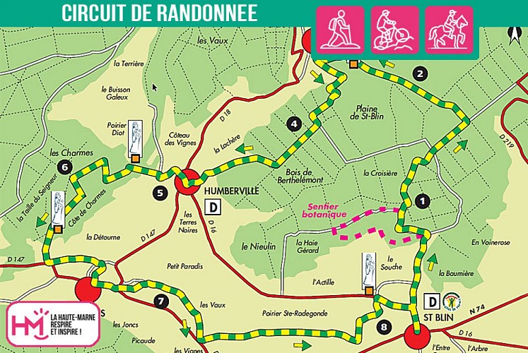 Carte du circuit de randonnée des 4 Vierges