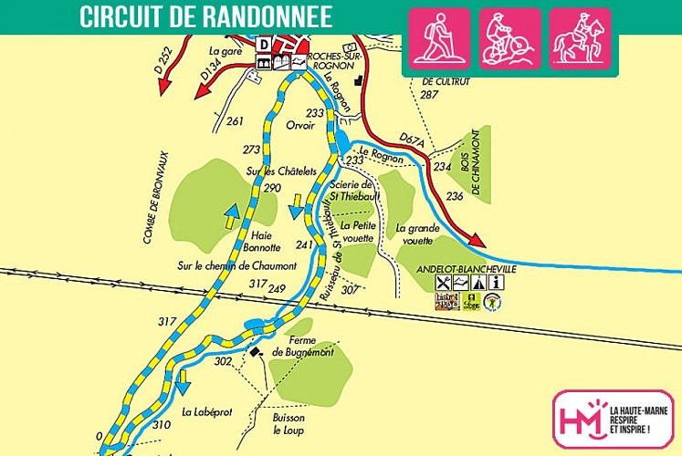 Carte du circuit de randonnée des 3 Etangs