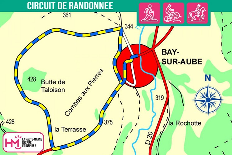 Carte du circuit de randonnée du tour de la Butte de Taloison
