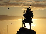 Statue-de-Bill-Millin--joueur-de-cornemuse-Ouistreham