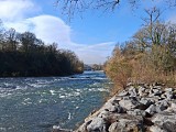 Vue sur la gave depuis l'île de la Glère