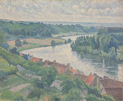 Lucien PISSARO - La Frette et Sartrouville par temps gris - 1924 - Huile sur toile - 60 x73 cm - National Gallery of Victoria - Melbourne  (Repère 16 du parcours des Peintres)