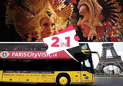 Offre 2 en 1 : Tour de bus en soirée & Spectacle Moulin Rouge