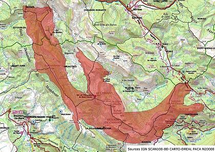 Natura 2000 : Gorges de Trévans - Montdenier - Mourre de Chanier