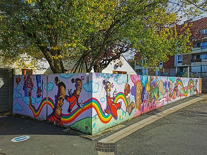 Fresque collective par Logick, Pi80 et Opoil - 2017