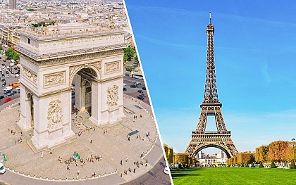 Combo (Save 5%): Arc de Triomphe with Rooftop Access + Eiffel Tower Hosted Entry Tickets to Summit or 2nd Floor