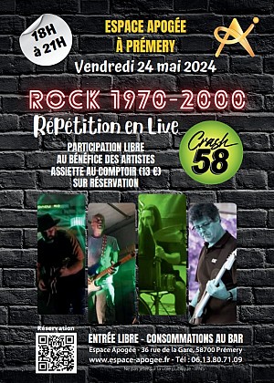 Les after works musicaux et les soirées-concert de l'Espace Apogée!  CRASH 58  live rehearsal , ouvert au public