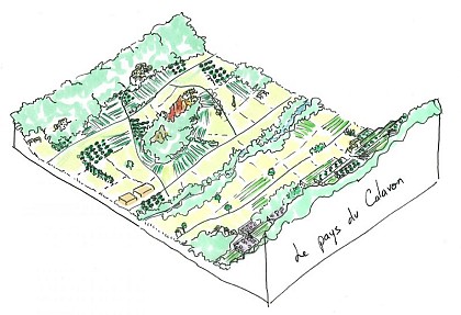 Cultures, ocres et village perché