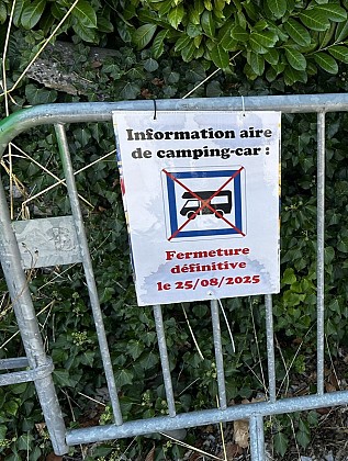 Fermeture définitive de l'Aire de service/accueil camping-car communale