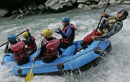 Rafting down the Isère river