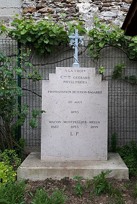 Plaque commémorative de la mort de la vigne par le phylloxera