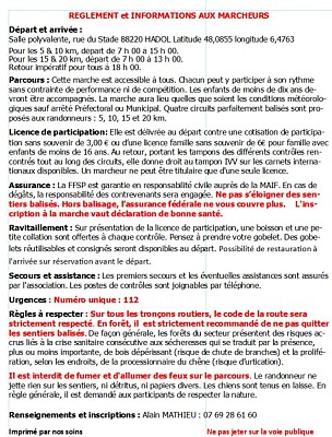 Infos et réglement