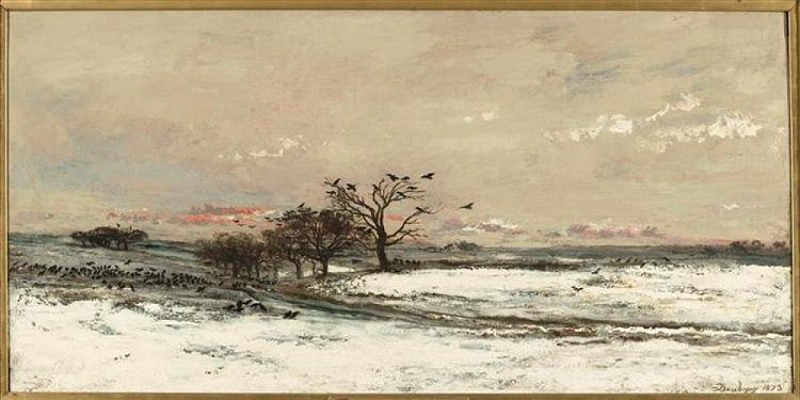 Charles Daubigny - Buste et paysage de neige