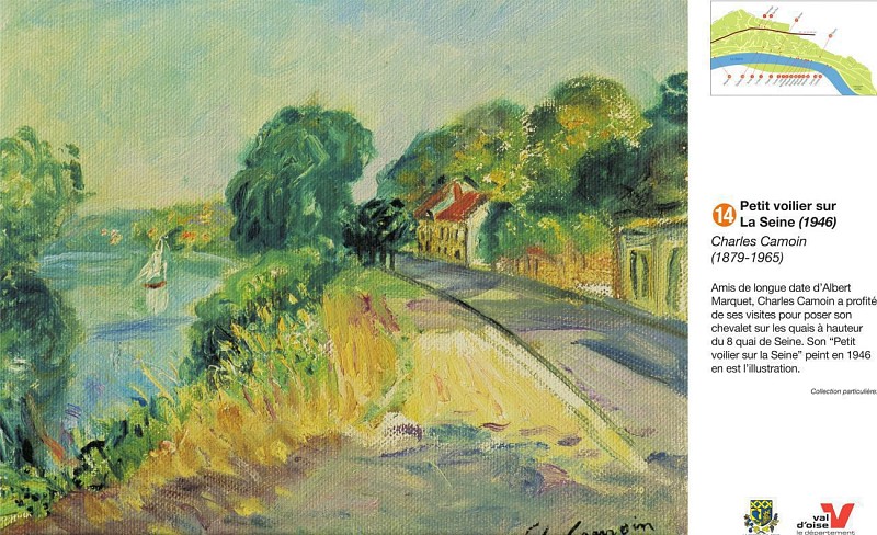 Charles CAMOIN - Petit voilier sur la Seine - 1946 - Huile sur toile  22x27 cm - Collection particulière  (repère 14 du parcours des Peintres)