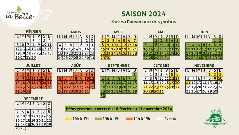CALENDRIER JARDIN DE LA BELLE 2024