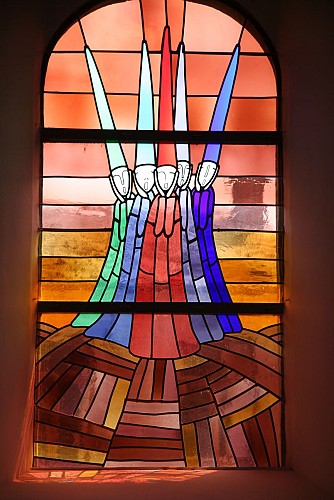 Kirche Saint Etienne von Waha - Kirchenfenster von Folon