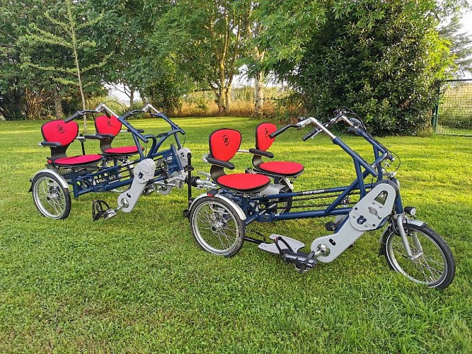 Tricycle côte à côte rallongé Fun 2 Go® + Fun Train® avec assistance électrique