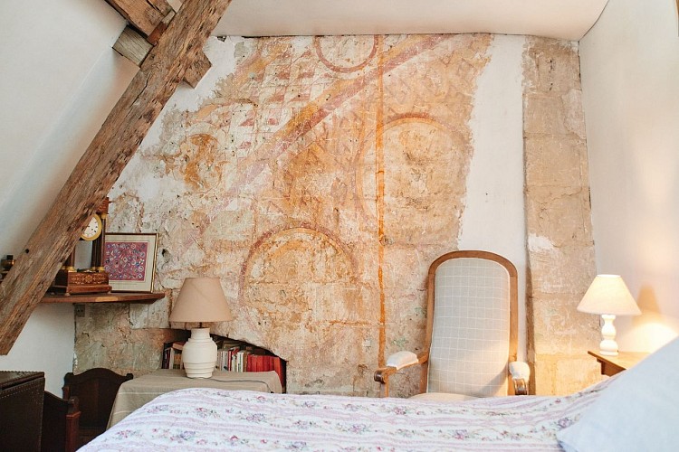 Le Prieuré_Dissay sous Courcillon_chambre 2 ème étage peinture murale