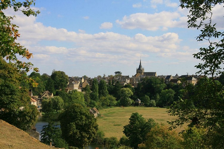 Vue sur Fresnay-sur-Sarthe depuis le Coteau des Vignes