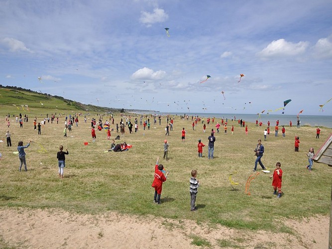 Cerf-volant sur la plage d'Omaha Beach