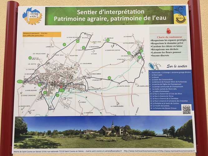 Panneau d'information sentier agraire et eau