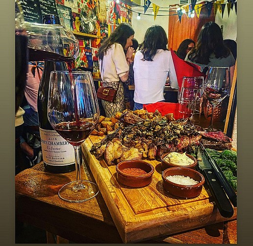 Restaurant Casa Iruña - Pau - côte de boeuf et vin rouge