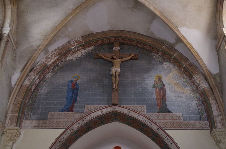 Peinture murale de la Déisis -le Christ, la Vierge et Saint Jean