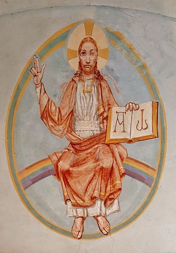 Peinture murale du Christ enseignant