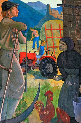 Eglise Sainte-Cécile à Sainte-Cécile : Peinture monde paysan
