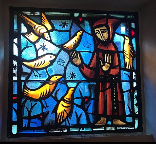 Taizé : Vitrail Frère Eric Saint-François-d'Assise église Sainte-Marie-Madeleine