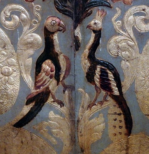 Bissy-la-Mâconnaise - Eglise - Détail de l'autel, paré de cuir de Cordoue