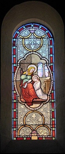 Vitrail XIXe siècle Sainte Anne éduquant Marie
