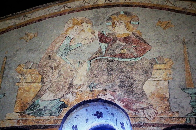 Peinture murale du Couronnement de la Vierge par le Christ