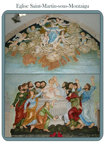 St Martin-sous-Montaigu Bas-relief des Apôtres et et de la Vierge