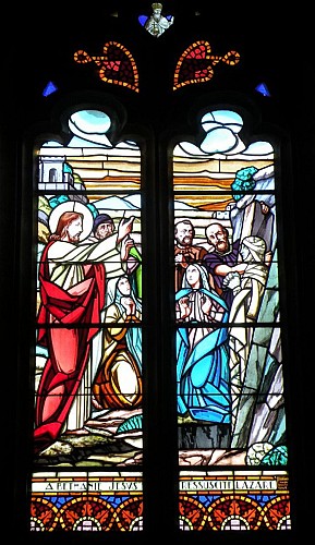 Vitrail du choeur Jésus ressuscite Lazare