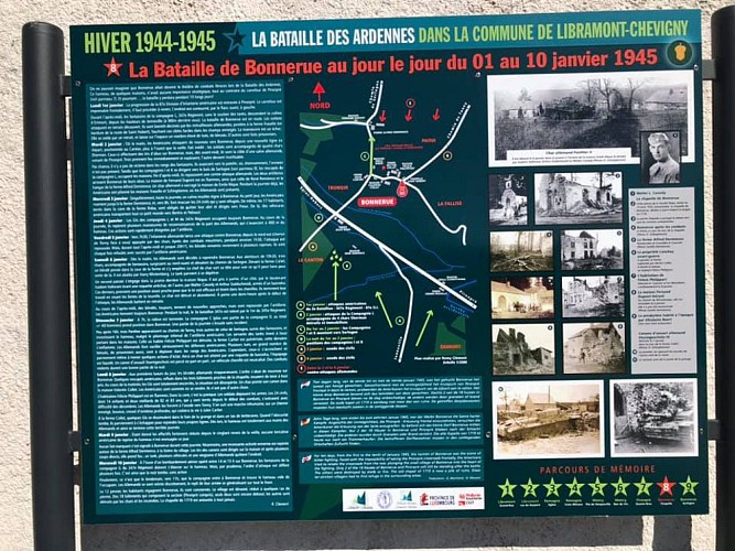 8ème panneau du parcours de mémoire la Bataille des Ardennes