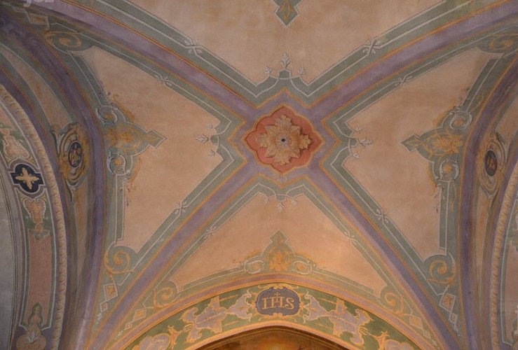 Plafond peint église de Senozan