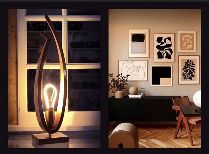 Luminaire d'art sculpté en bois de cyprès, collection "Design"