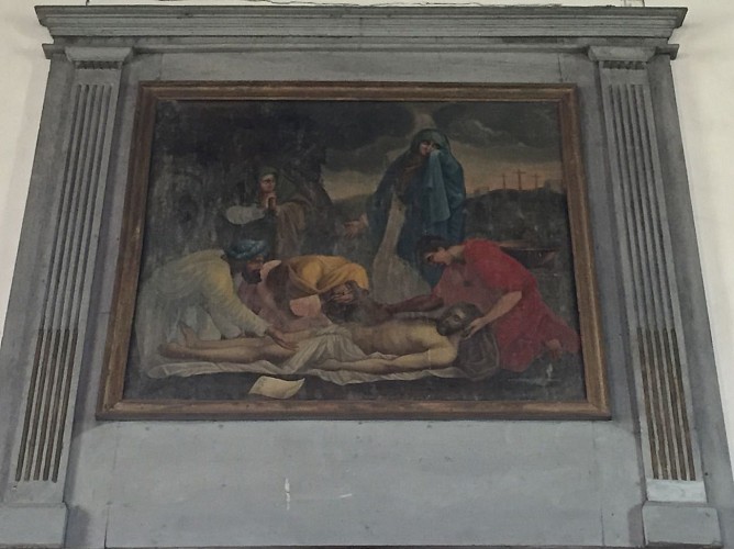 St Pierre des O. Eglise St Pierre et St Paul - Retable de la porte d'entrée