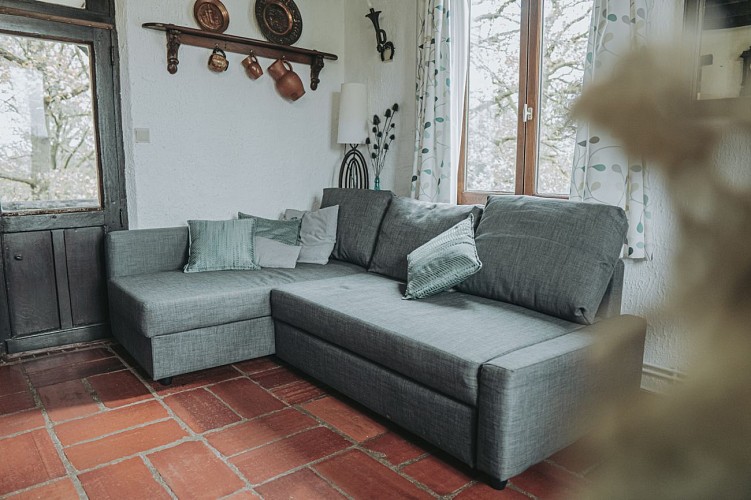 Living room at La Bergerie in Froidchapelle