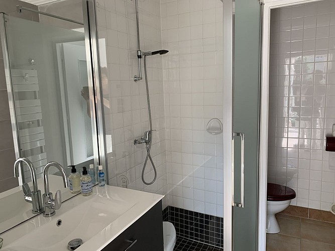 Salle d'eau avec douche de plain-pied à l'italienne et sanitaires 2